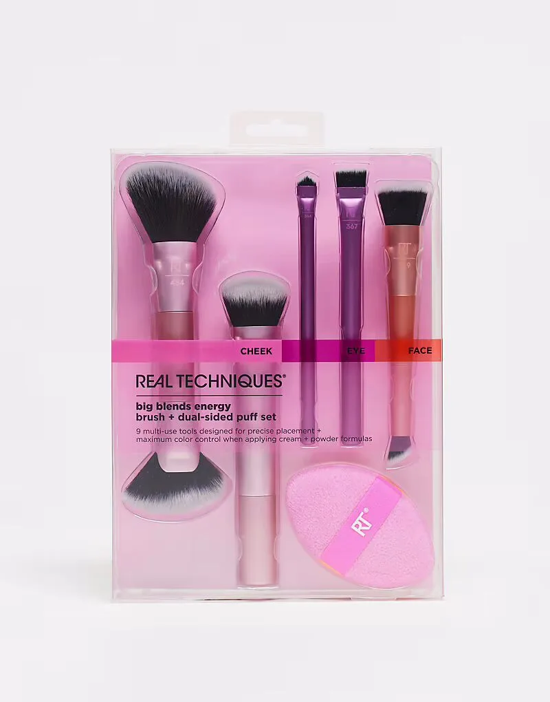 Набор кистей и спонжей Real Techniques Big Blends Energy Brush & Puff Set