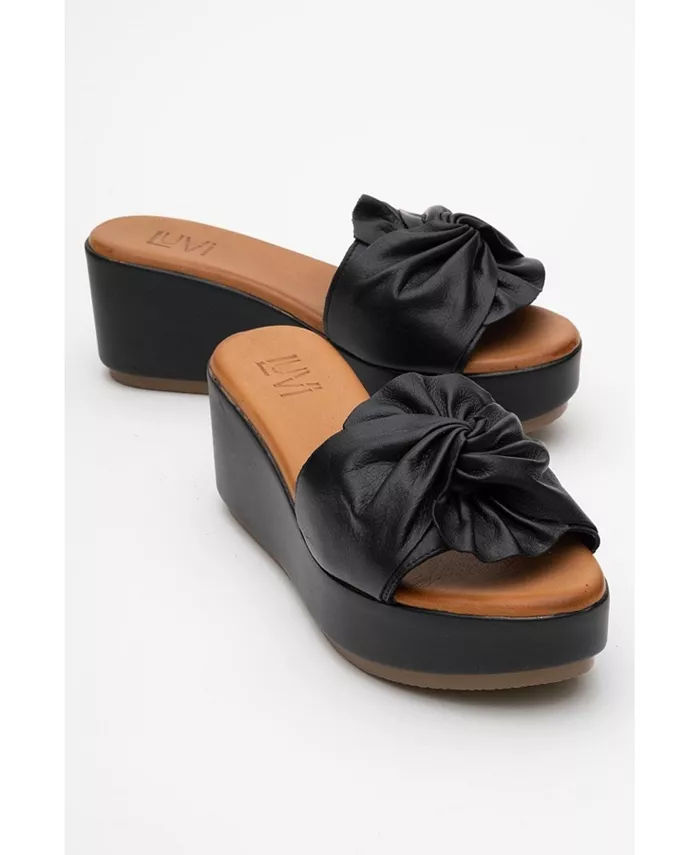 Сандалии из кожи на танкетке Syndra Bow (женские) Forever & Always Shoes, черный — фото 2