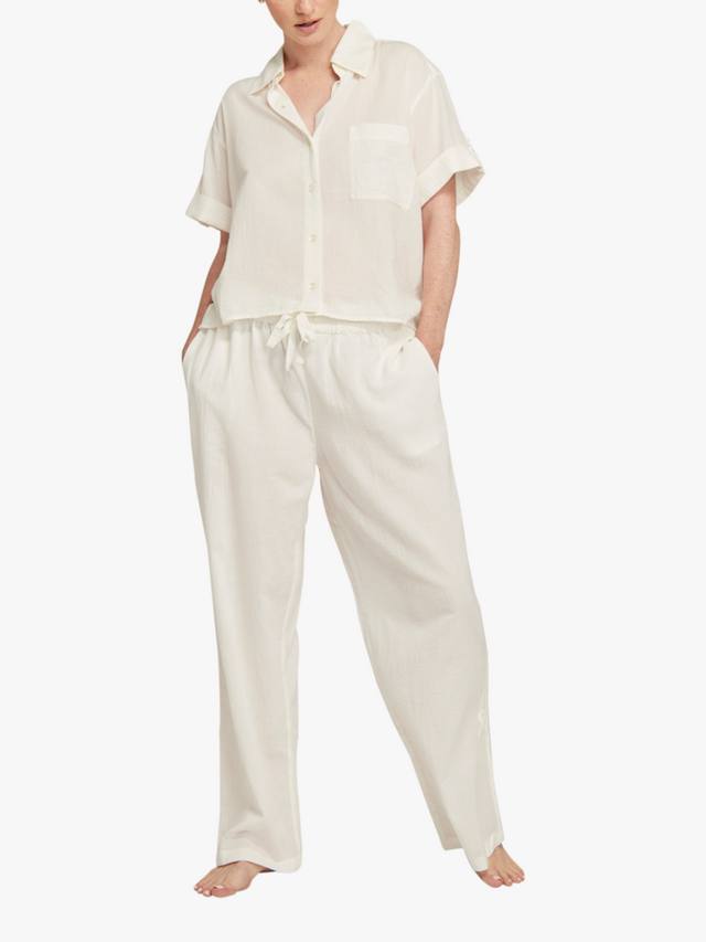 

Органическая пижамная рубашка с короткими рукавами из хлопка GOTS Nudea, White