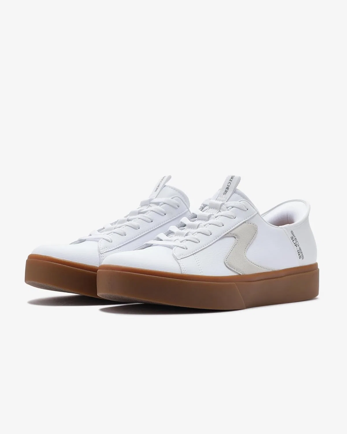 Мужские слипоны Skechers Eden Lx Strando Platform с возможностью снятия сандалий без помощи рук, White Duraleather Natural Trim — фото 3