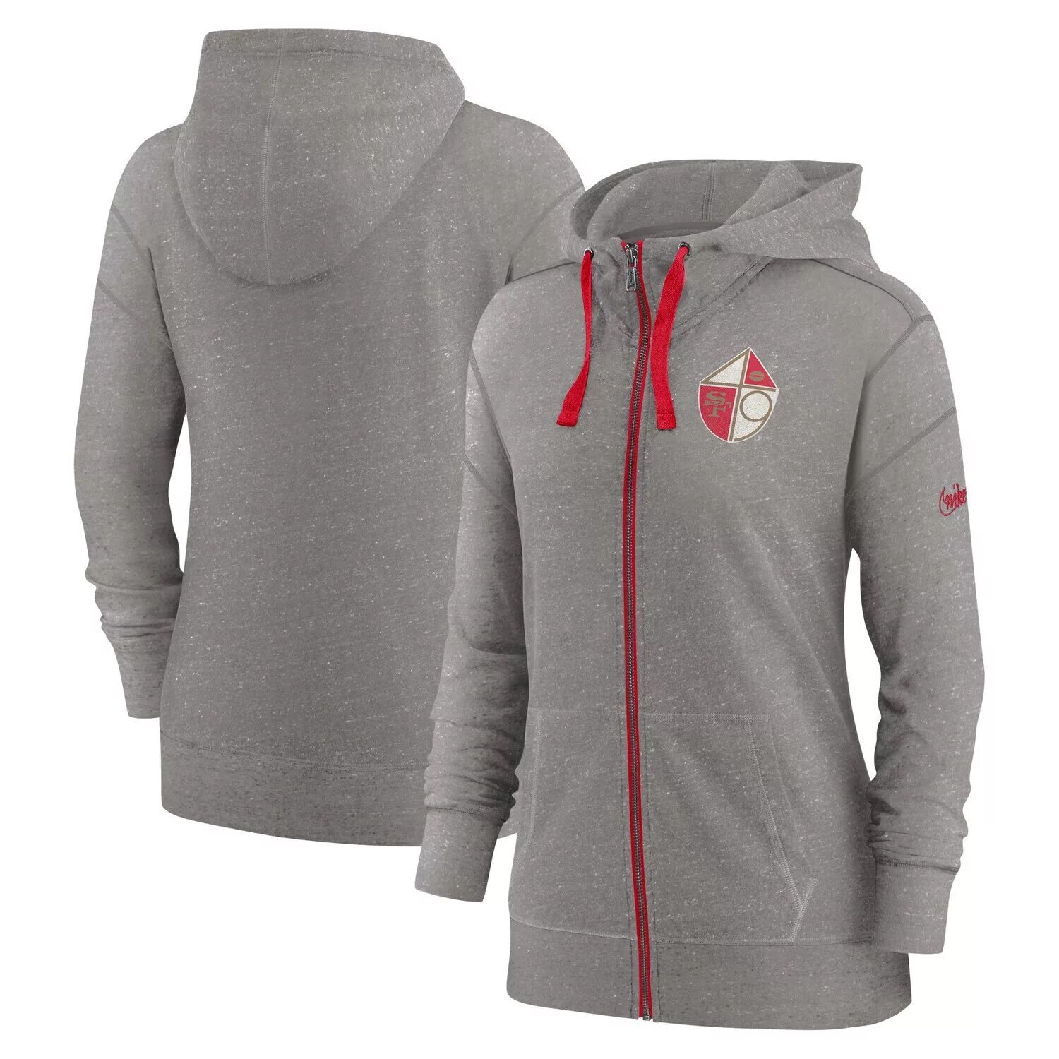 

Женская винтажная худи с молнией во всю длину Nike Heather Charcoal San Francisco 49ers Gym Nike