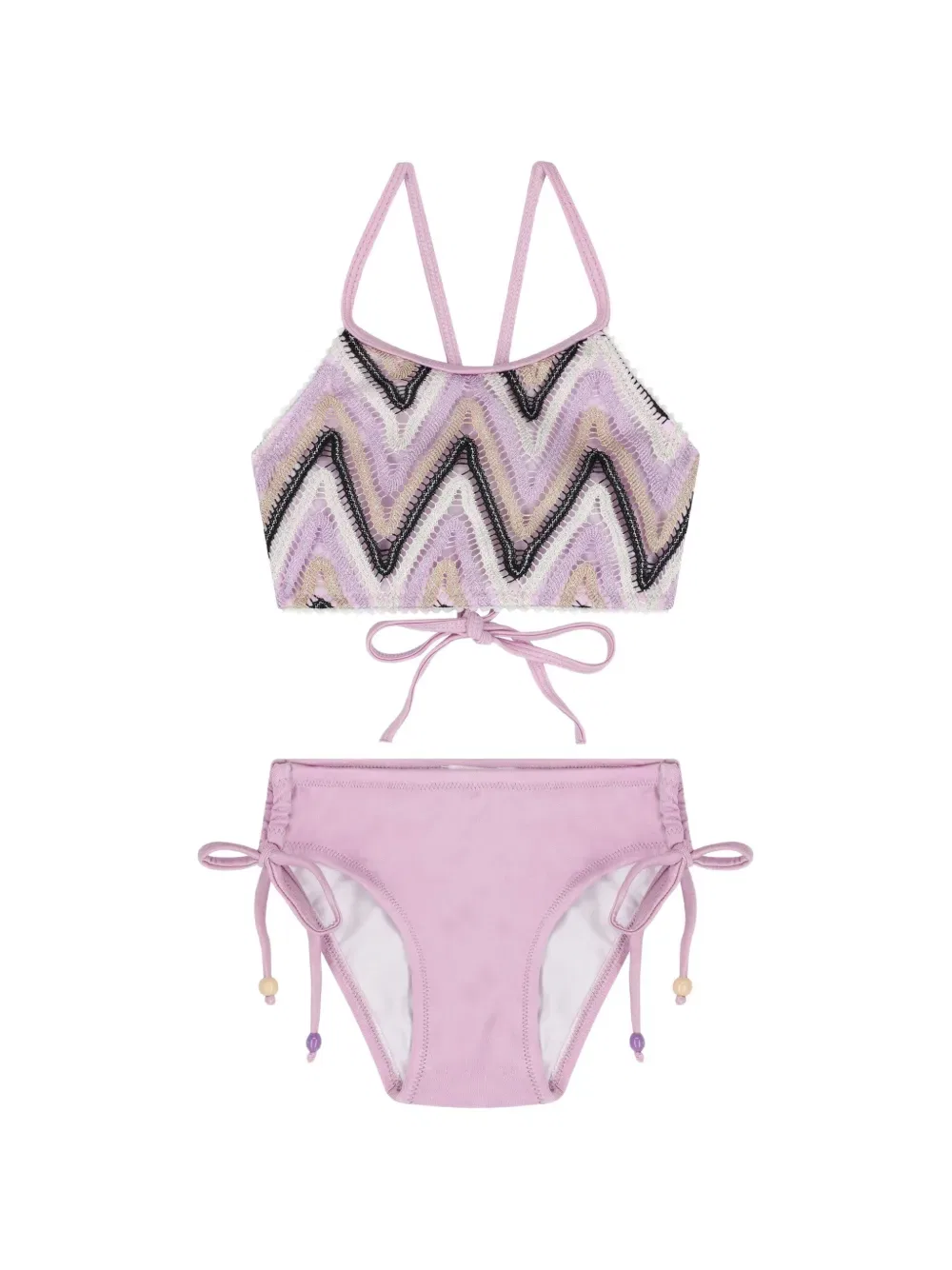 Бикини с зигзагообразным галстуком Nessi Byrd Kids, розовый