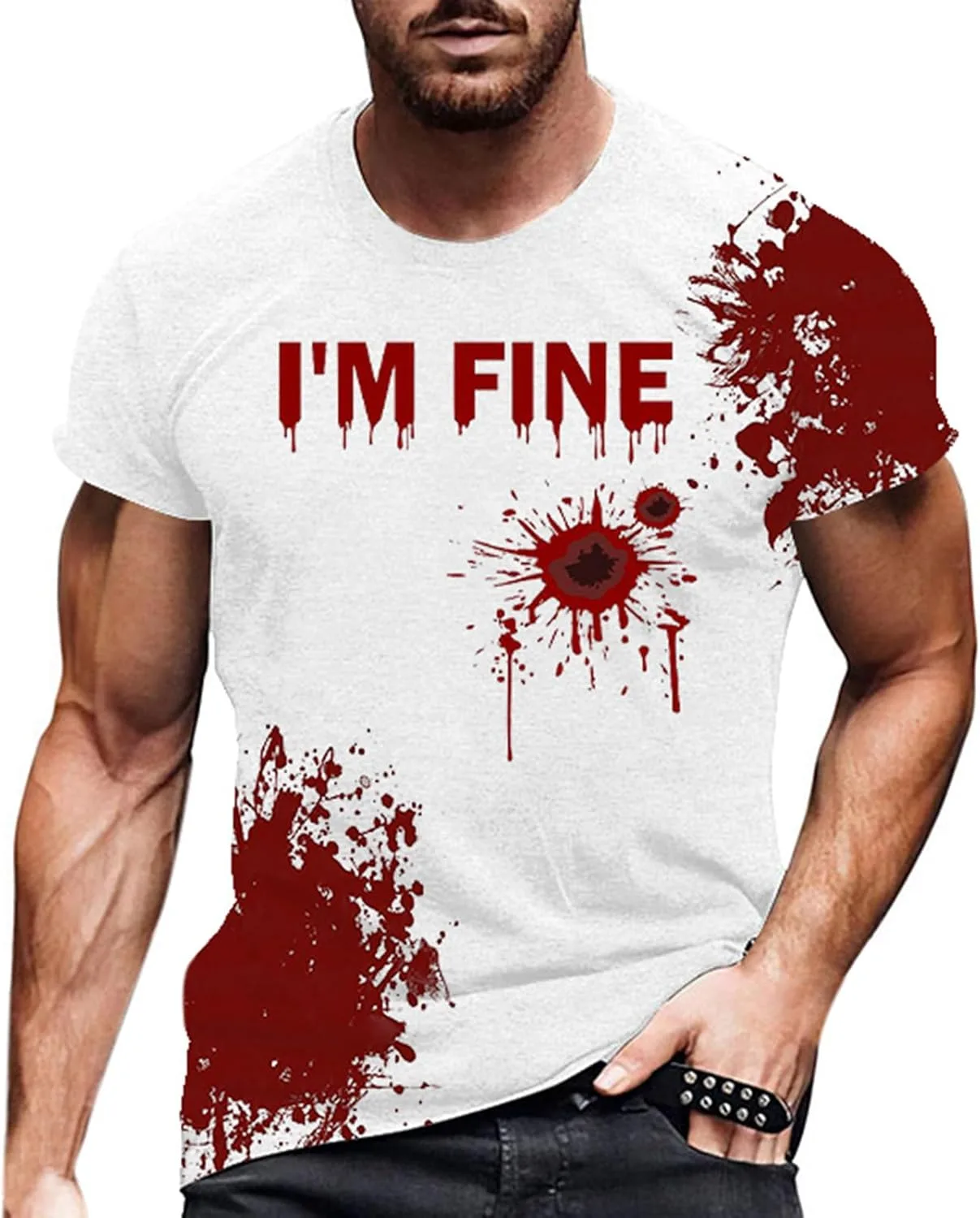 

Мужская футболка Funny Funky Halloween с принтом Blood Stain Hand