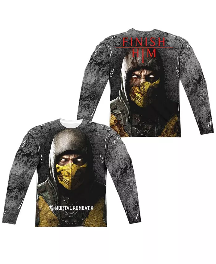

Мужская футболка Finish Him (принт спереди/сзади) с длинными рукавами Adult Poly Crew Tee Mortal Kombat X, мультиколор