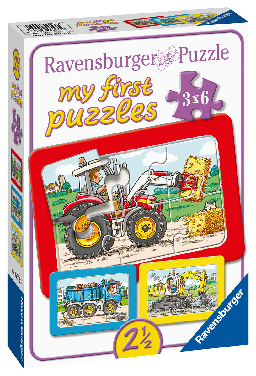 

Пазл Ravensburger, Трактор, экскаватор и грузовик, 3х6 шт.
