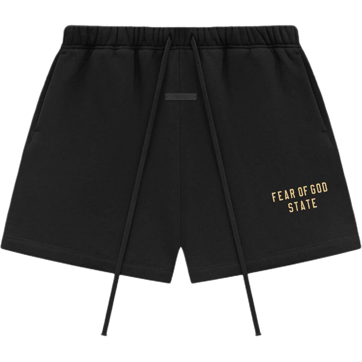 Флисовые футбольные шорты Fear Of God Essentials, Обсидиановый черный/Черный — фото 2