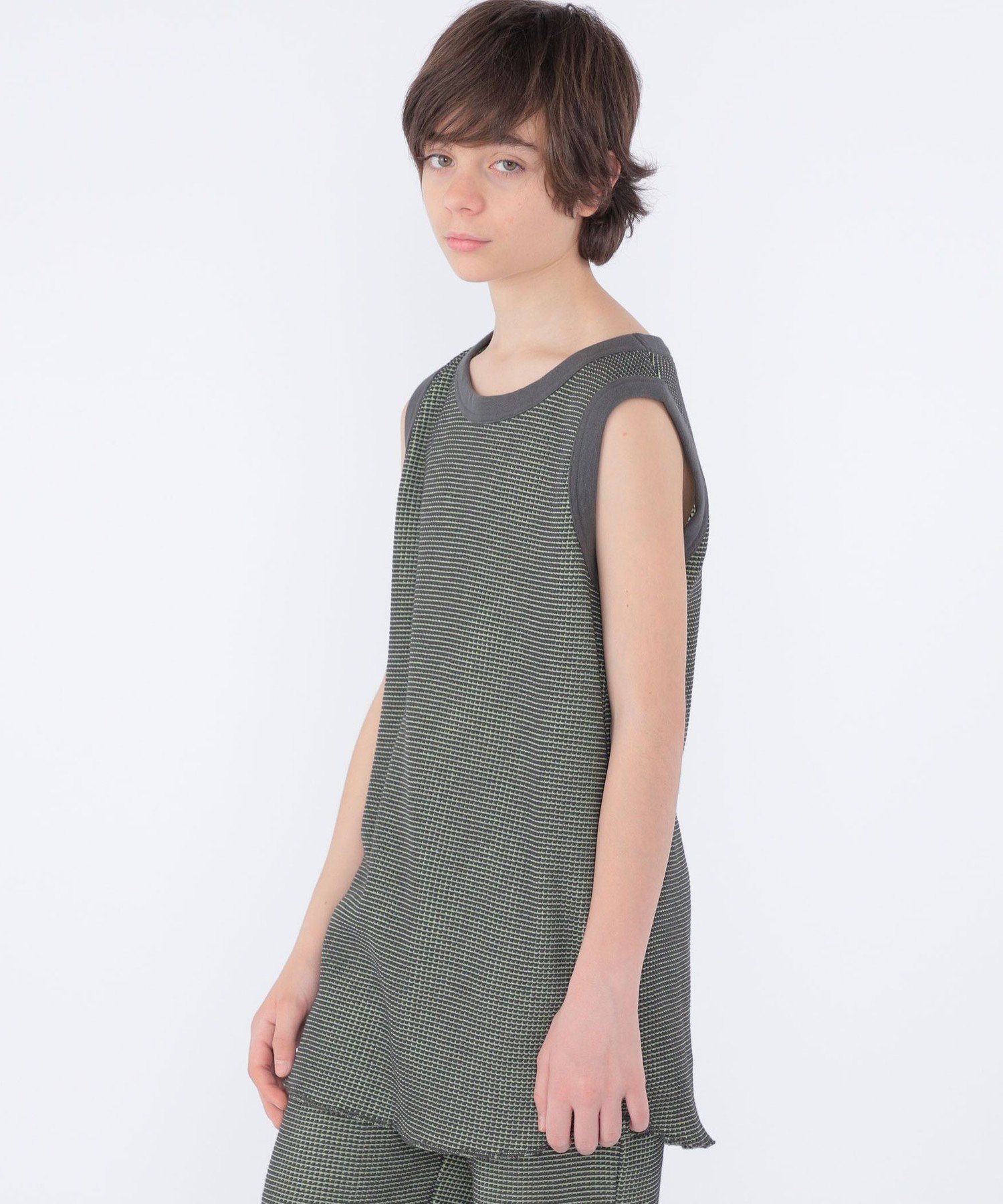 ГОРА ДЕСЯТЬ.: 160 см / Двухцветная майка с вафельной текстурой SHIPS KIDS, Charcoal Gray
