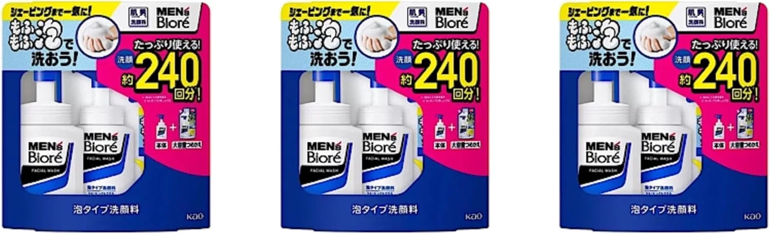 Набор Bioré — И бритья Biore Men's Foam Face Wash, 330 мл + 150 мл, набор 3 шт