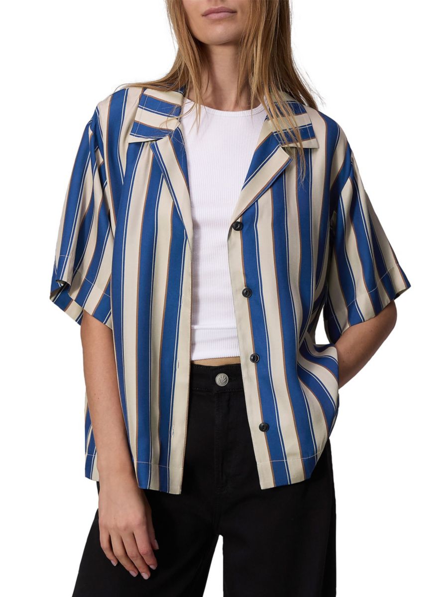 

Шелковая полосатая походная рубашка Declan rag & bone, цвет Salute Stripe
