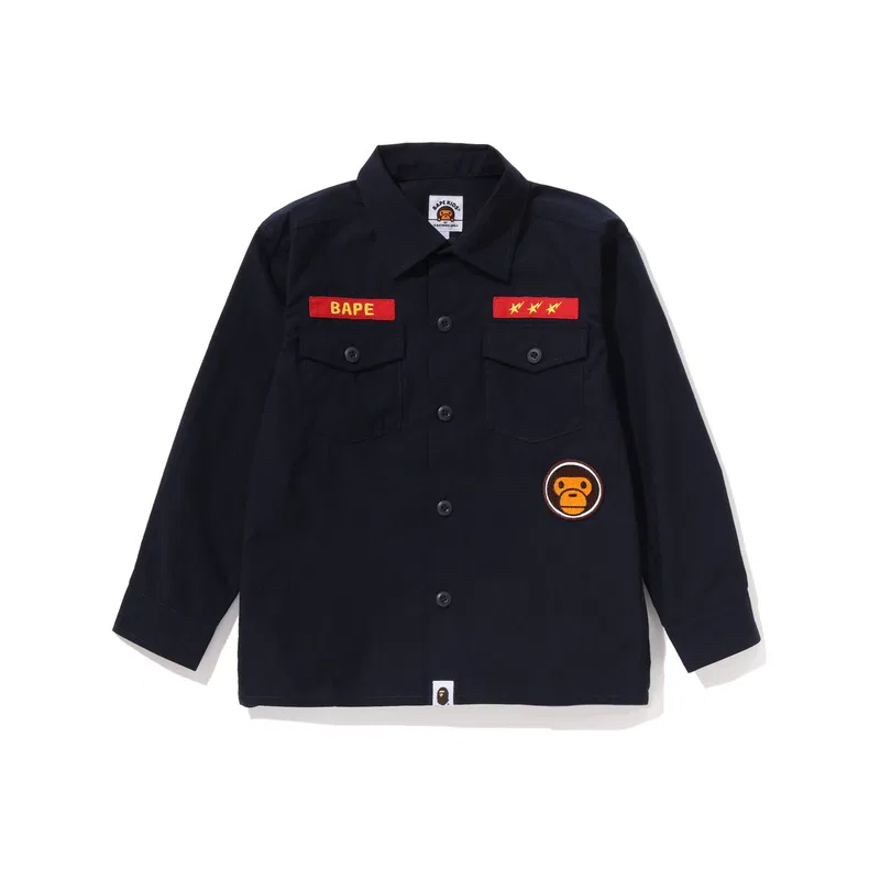 Детская рубашка A BATHING APE темно-синяя