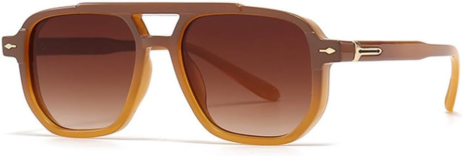 

Мужские солнцезащитные очки в стиле ретро с двойной перемычкой, модные градиентные солнцезащитные очки с защитой от УФ-излучения UV400, женские солнцезащитные очки с заклепками TKKTLLT, Tea Orange Tea