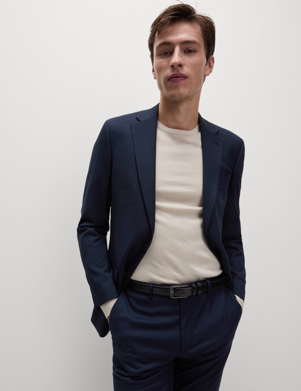 

Пиджак-стрейч облегающего кроя Marks & Spencer, темно-синий