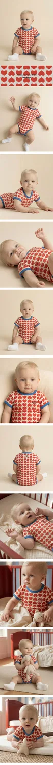 Детский боди Baby BB Heart All Over с коротким рукавом, красный, от Belita&Boys — фото 2