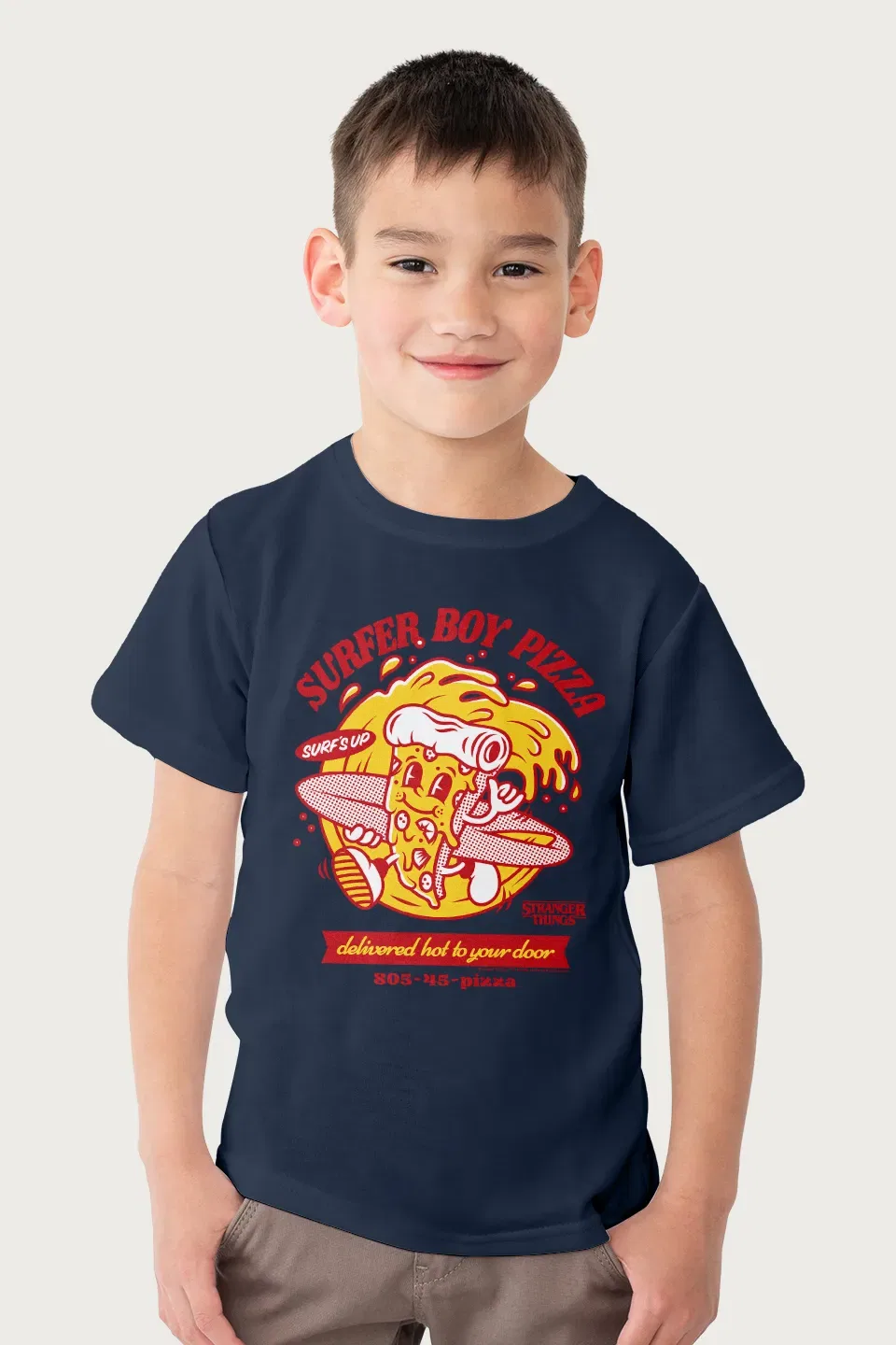 Футболка Surfer Boy Pizza Stranger Things, темно-синий