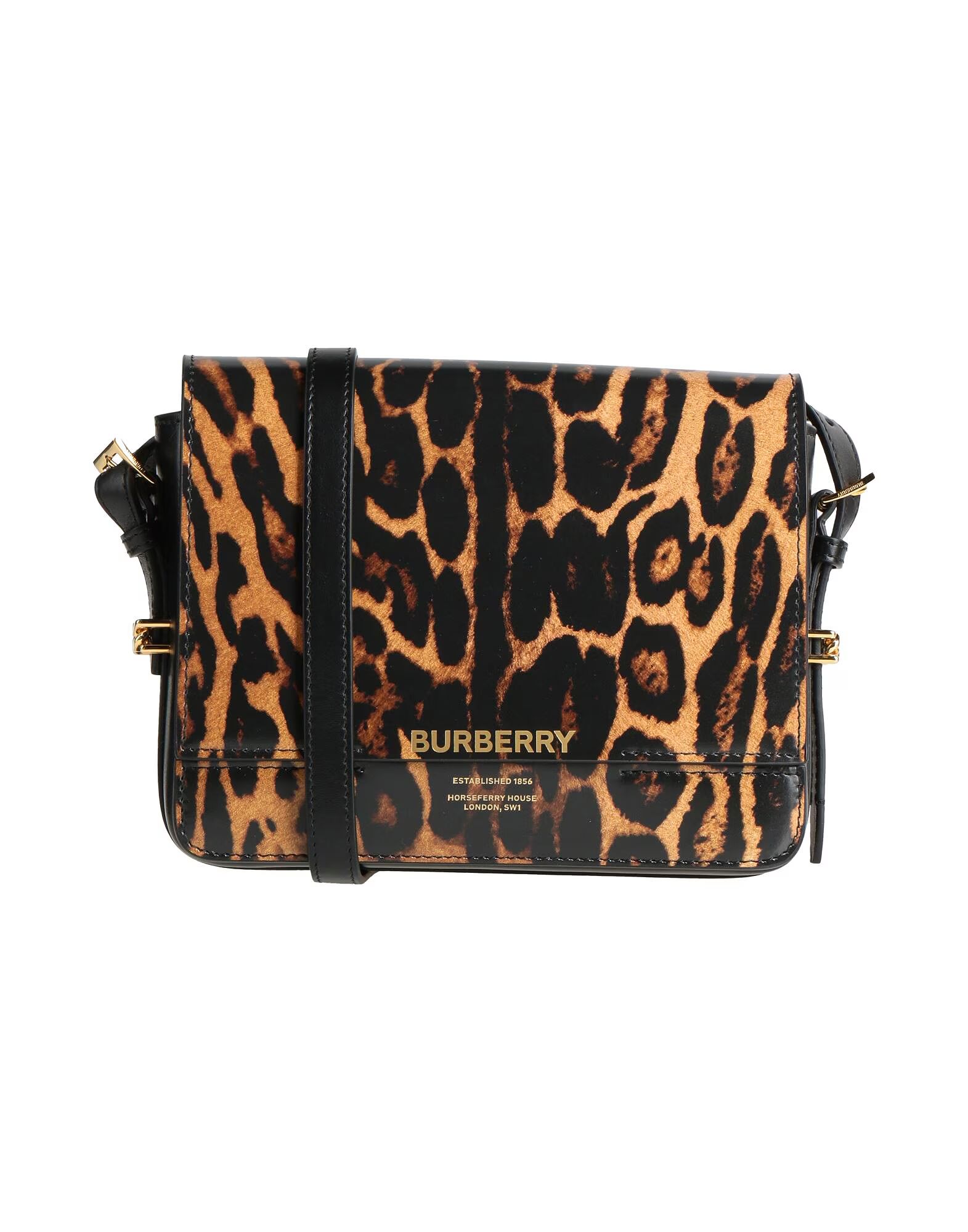 Сумка Burberry с клапаном и леопардовым принтом