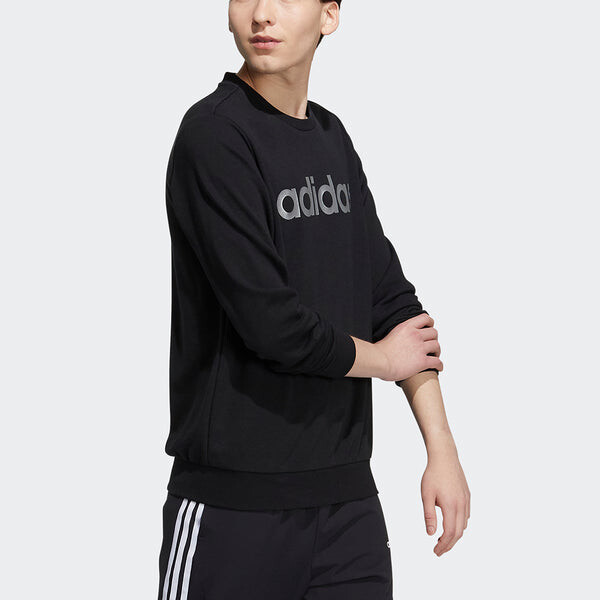 Толстовка Men's adidas neo Ce Logo Swt Casual Breathable Alphabet Printing Sports Black, черный — фото 4