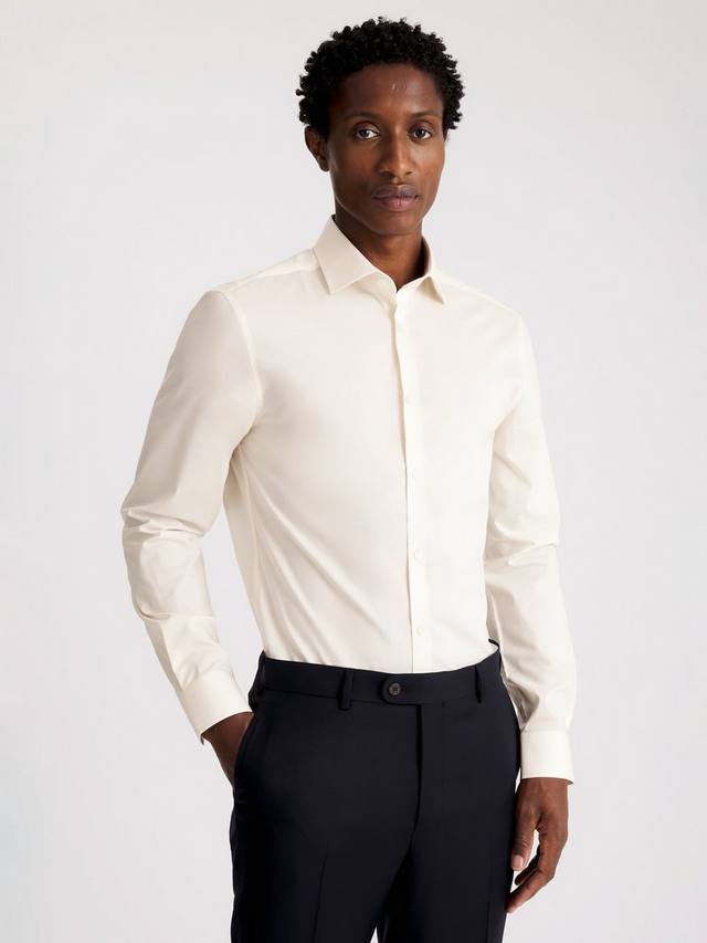 

Сорочка Slim Fit из эластичного хлопкового микса Moss, Off White