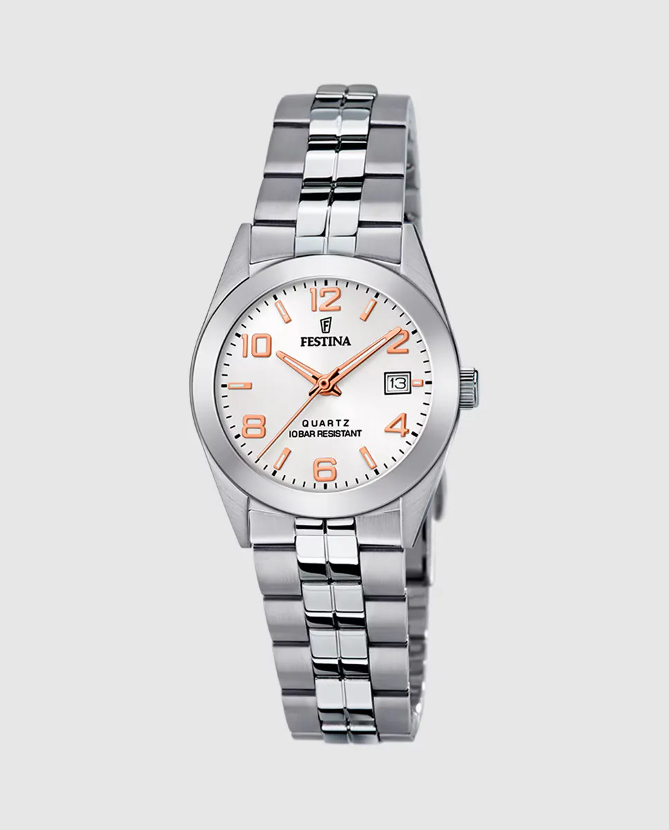 

Женские часы F20438/4 Acero Classico из серебристой стали Festina, серебряный
