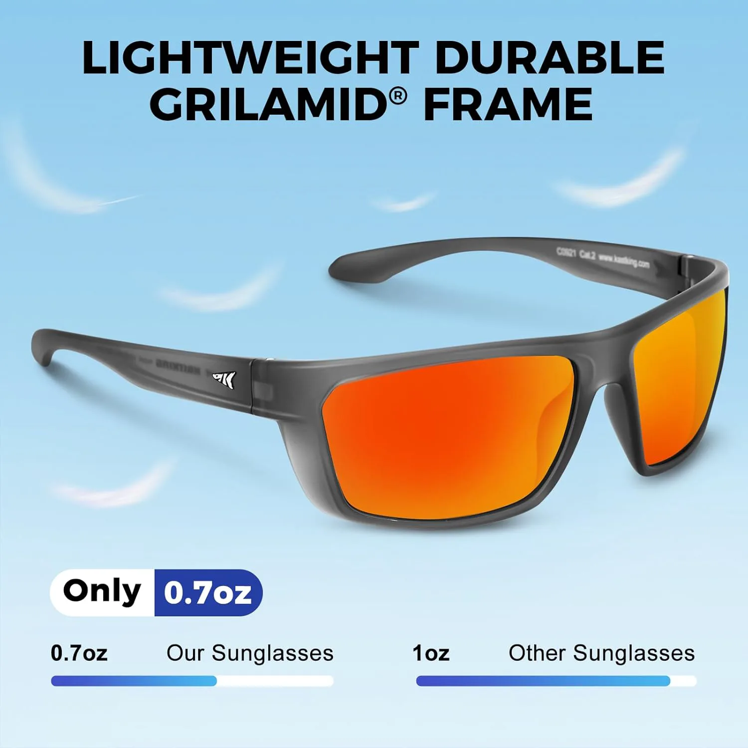 

Поляризованные солнцезащитные очки KastKing Huzzah (унисекс) для спорта и вождения. Защита от УФ. Цвет: Frame: Matte Smoke Crystal / Lens: Brown-Scarlet Mirror