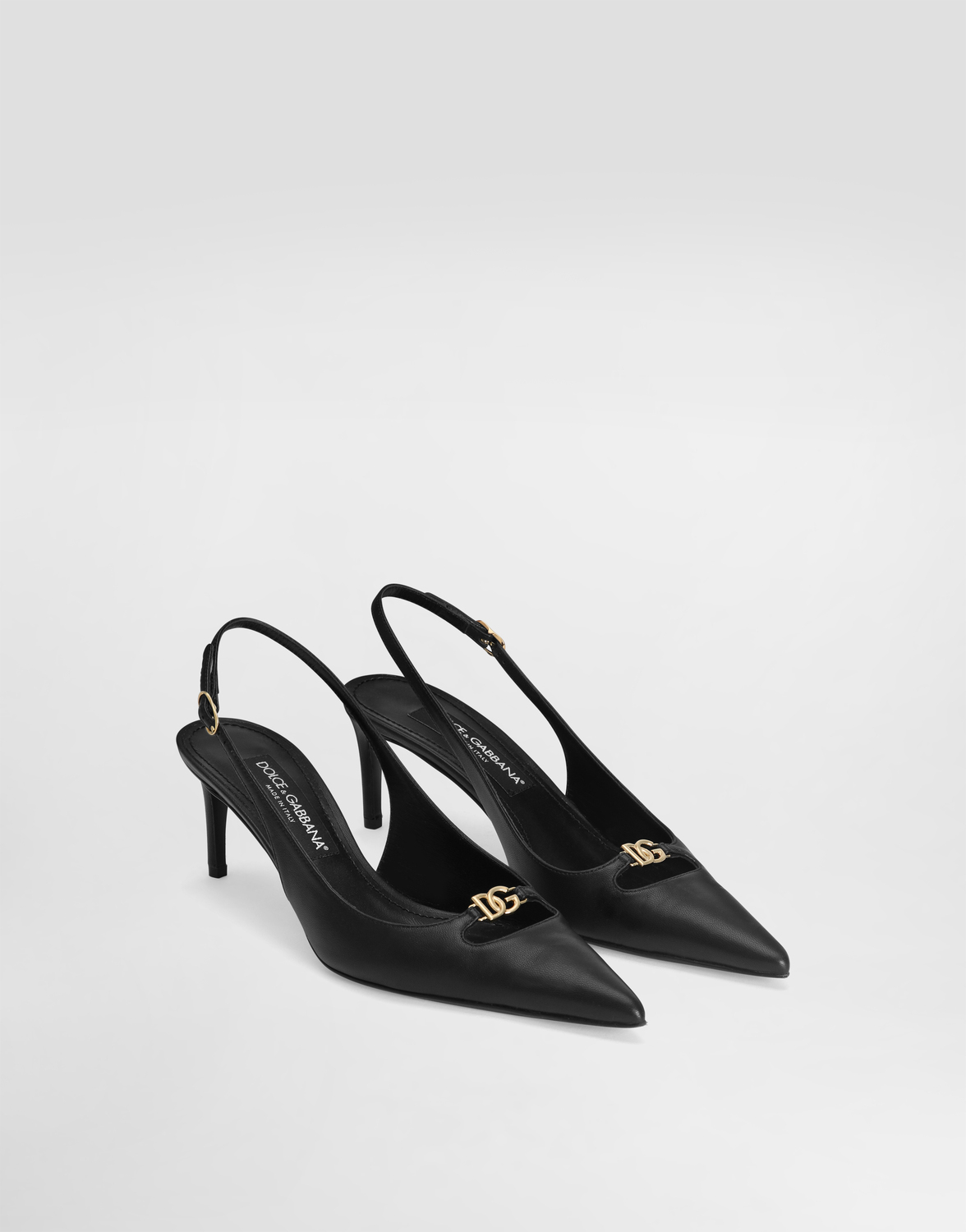 Босоножки-слингбэки lollo из шелковистой наппы Dolce & Gabbana, черный — фото 2