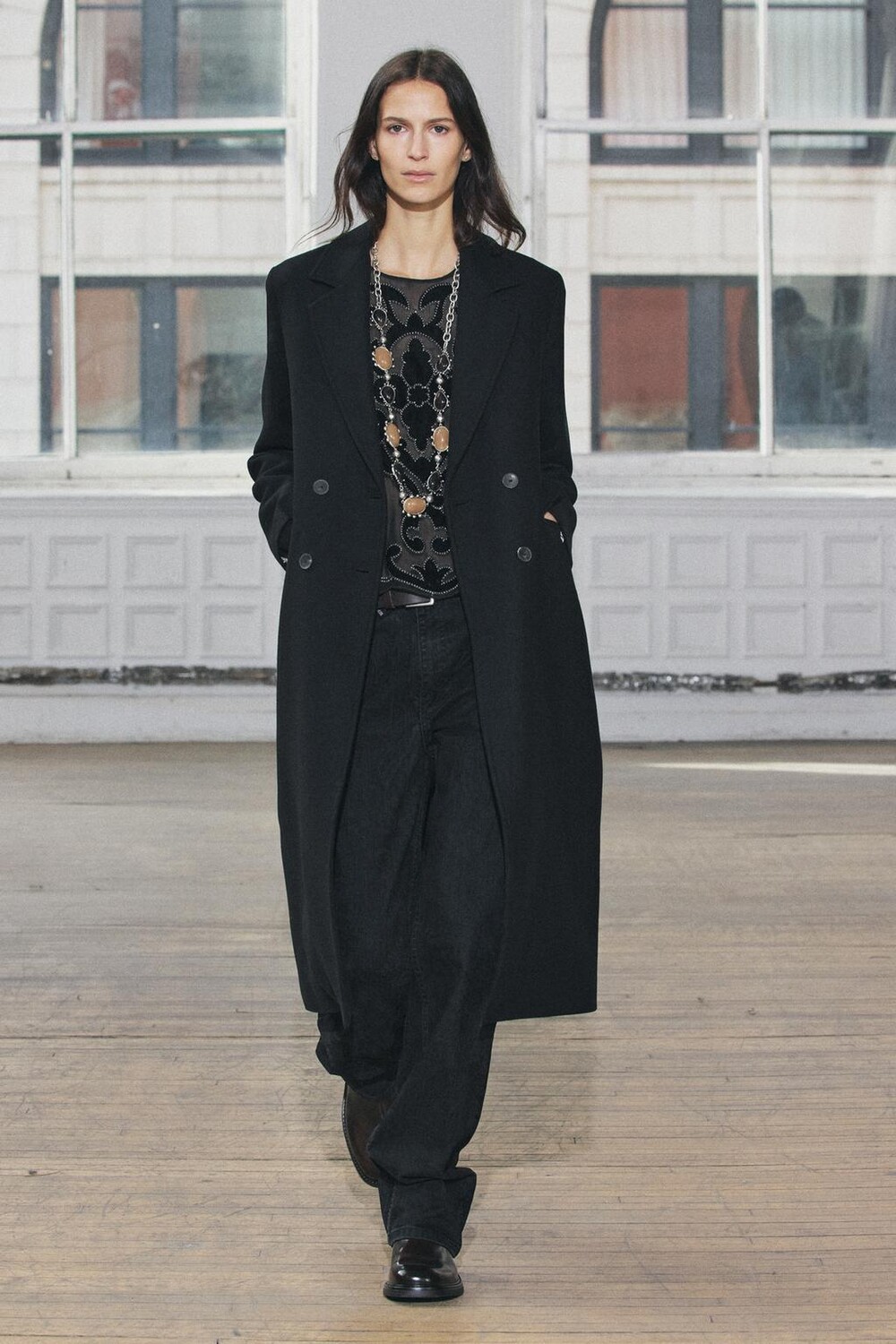 

Пальто из шерсти ZARA, черный