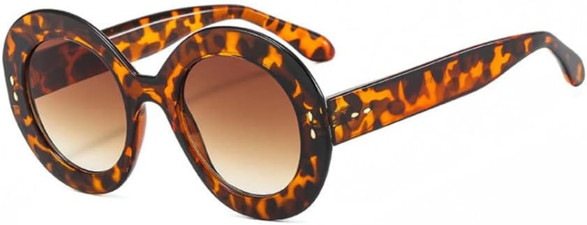 

Большие солнцезащитные очки для женщин в крупной оправе, градиентные круглые солнцезащитные очки, летние ретро-очки с заклепками, очки с защитой от УФ-излучения generic, C5 Leopard Tea