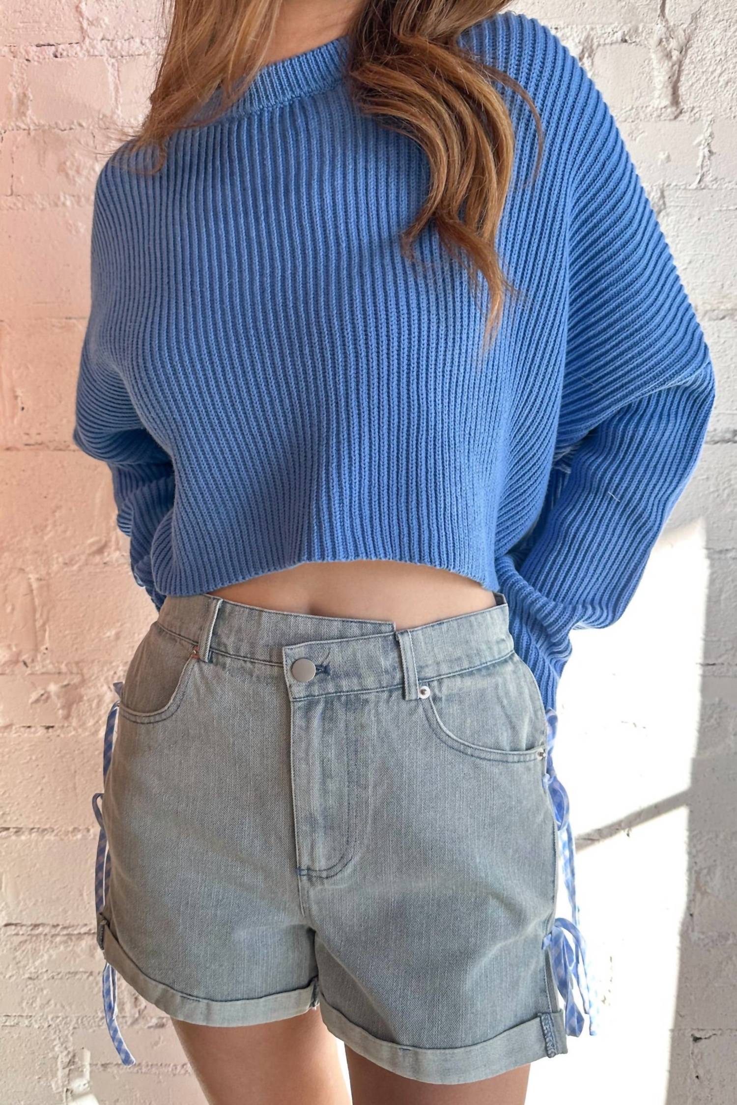 

Джинсовые шорты в клетку в светло-голубом цвете Day + moon