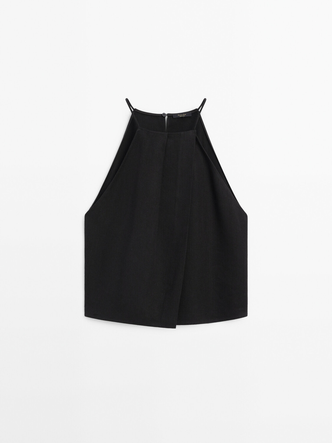 

Топ из смесового льна с бретелями Massimo Dutti, черный