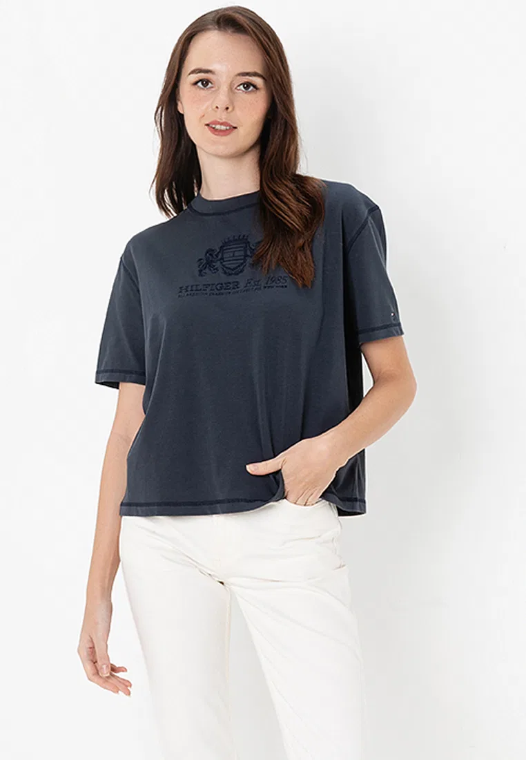 Футболка свободного кроя с круглым вырезом, Tommy Hilfiger, темно-синий