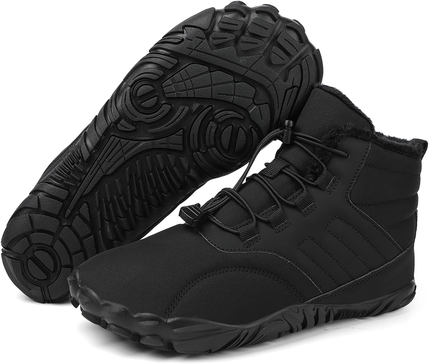 

Dinint Босоножки для мужчин и женщин с широким носком, зимние кросс-тренеры, минималистичные, с подошвой с нулевым уклоном, хлопковые ботинки-кроссовки, черный