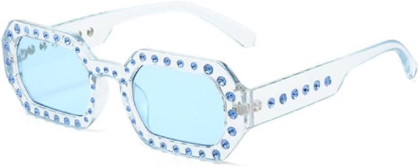 

Маленькие восьмиугольные солнцезащитные очки с кристаллами для женщин и мужчин, винтажные солнцезащитные очки со стразами, женские солнцезащитные очки UV400 HDUBFY, C5 Blue Crystal