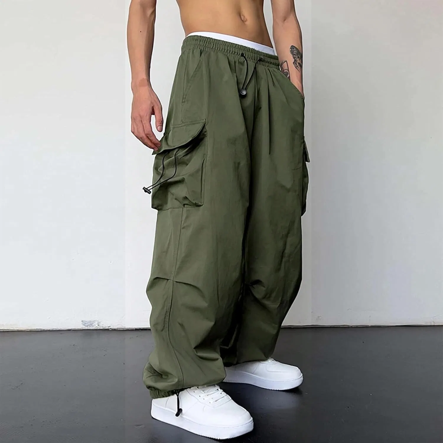 Джинсы мешковатые Y2k, Army Green — фото 2