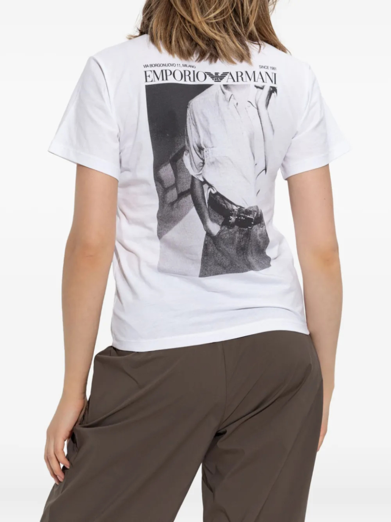 Футболка из хлопка с логотипом Emporio Armani, белый — фото 4