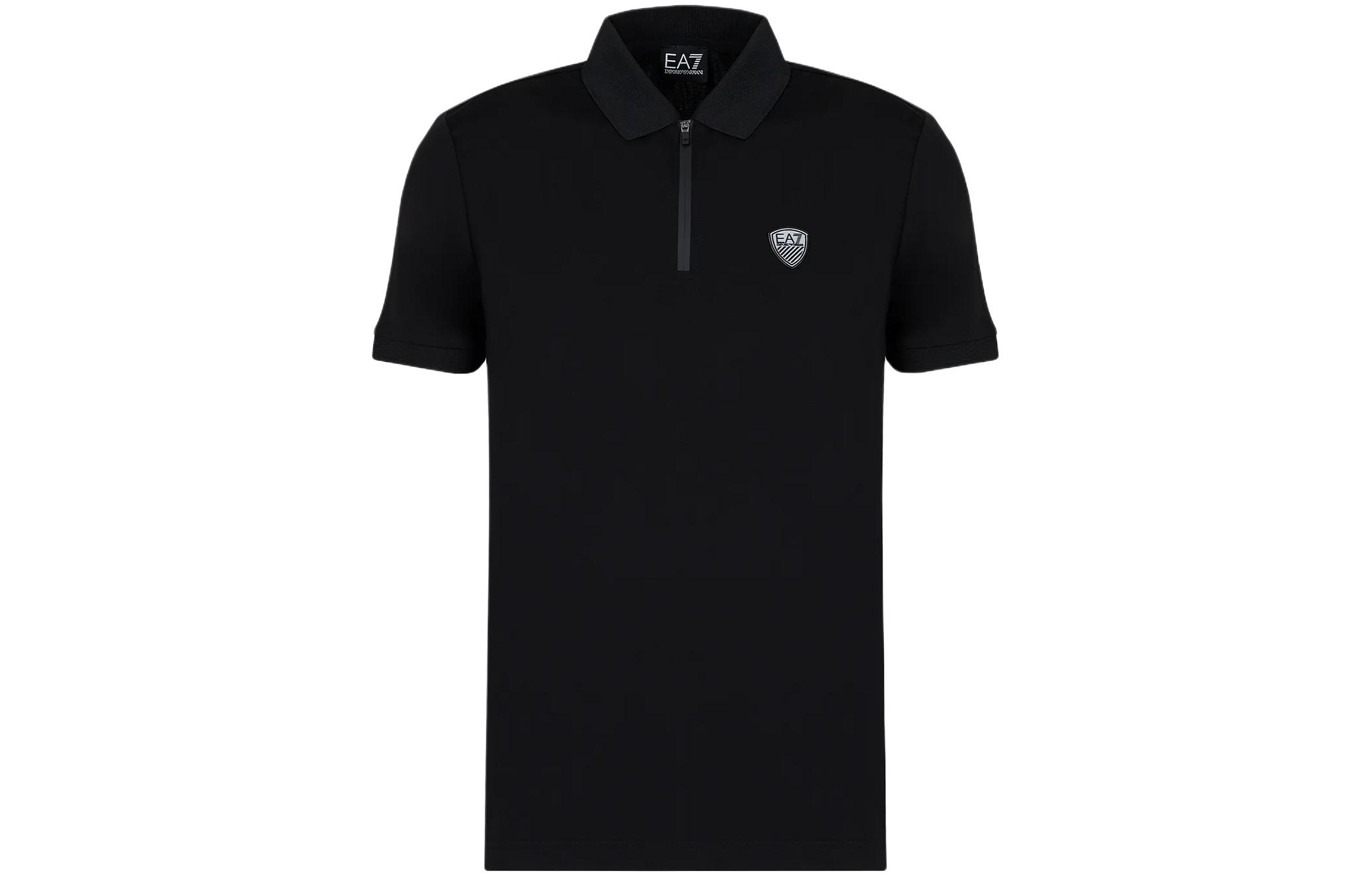 Поло с молнией до половины и нашивкой Ea7 EMPORIO ARMANI, черный — фото 3