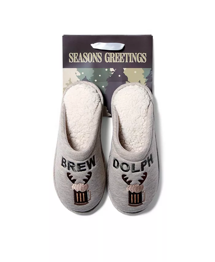 

Мужские уютные Cozyfoams праздничные оригинальные шлепанцы Dearfoams, коричневый