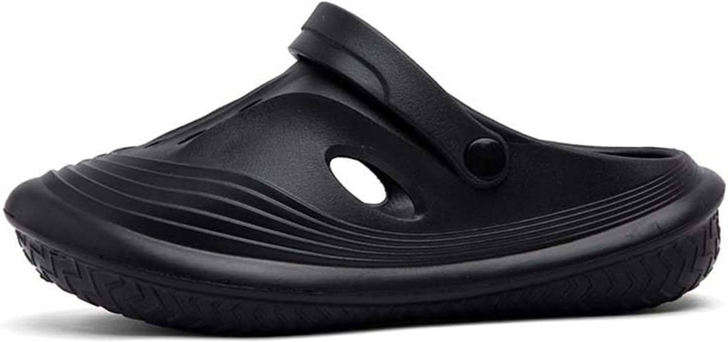 

Мужские повседневные садовые кломпы, толстая подошва, легкие, мягкие и дышащие, нескользящие, износостойкие сандалии для пляжа, прогулок, дома и улицы Generic, черный