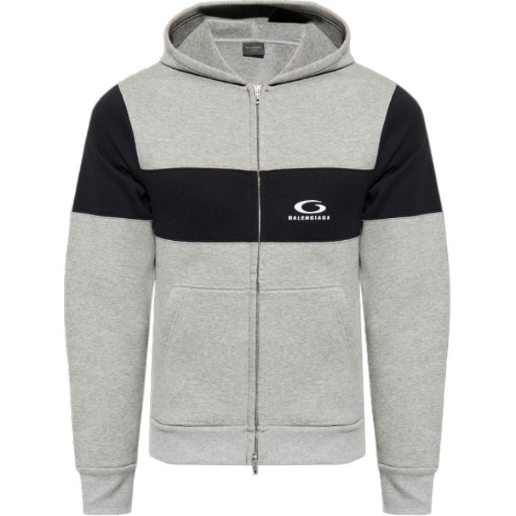 

Толстовка с вышитым логотипом на молнии Balenciaga, серый