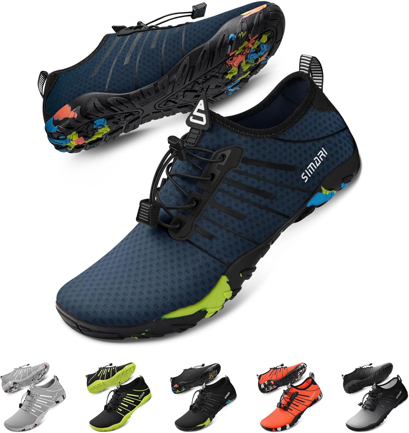 

Водные туфли SIMARI для женщин и мужчин - Босоножки с быстрым высыханием, Легкие плавательные тапочки для серфинга, плавания, пляжного спорта, каякинга, дайвинга, Противоскользящий дизайн, синий