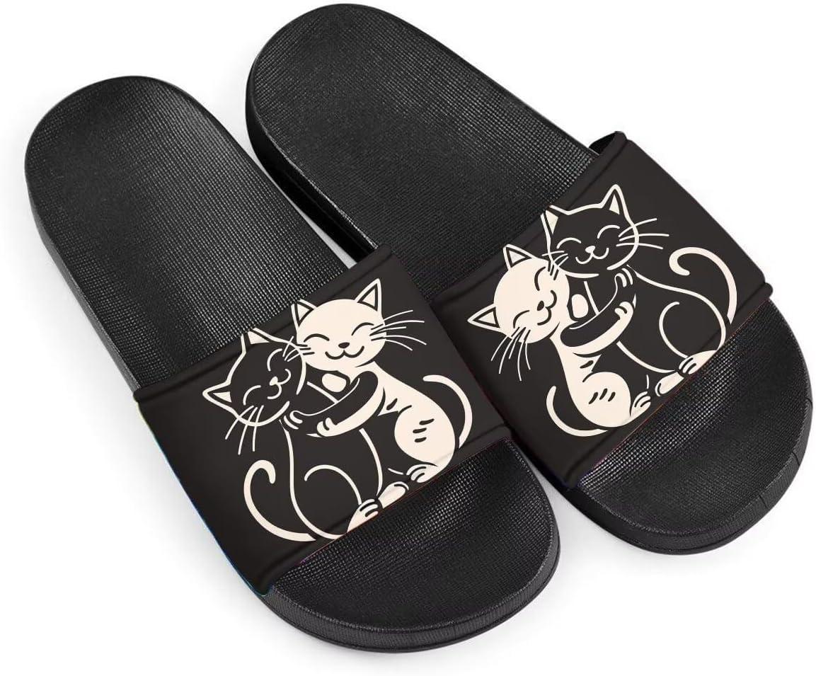 

Сандалии GETELINSENG с черно-белым рисунком кошки для женщин и мужчин, плоские EVA-сандалии для дома и улицы, легкие и удобные