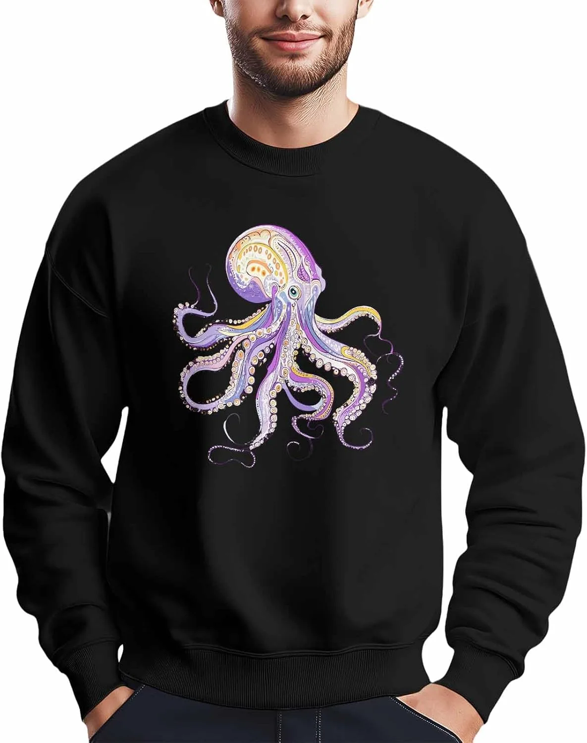 

Мужской свитшот с графикой Purple Octopus Bohemian, лонгслив Winvebermior