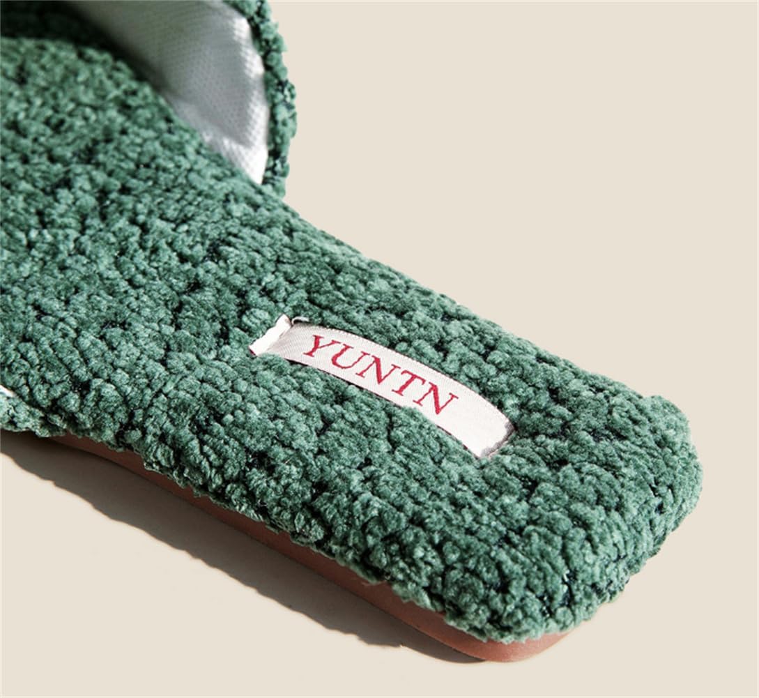 Тапочки Yafirgeer Furry Teddy Fleece для женщин и мужчин, класса люкс, открытый носок, элегантные теплые домашние туфли для дома и улицы, темно-серый — фото 3