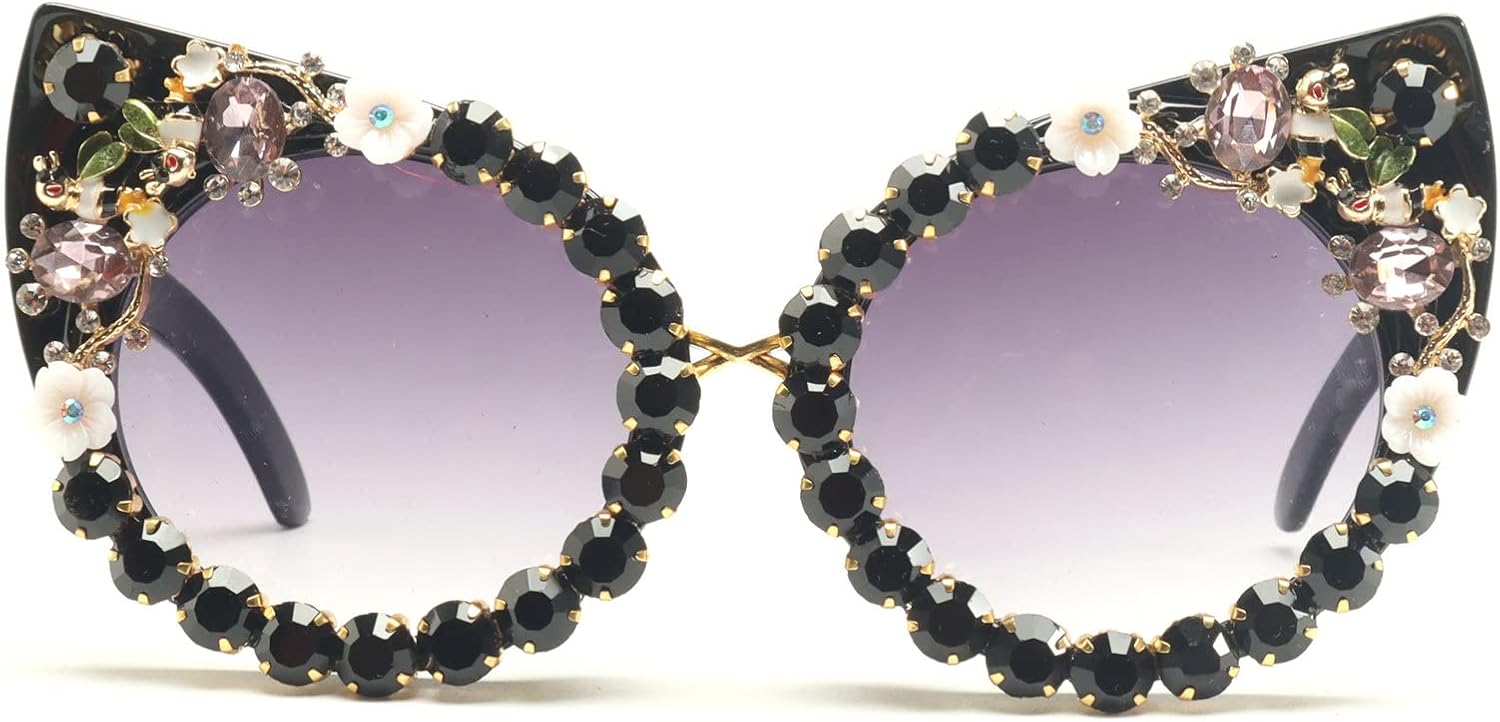 

Крупные солнцезащитные очки с бриллиантами, женские солнцезащитные очки «кошачий глаз» со стразами, винтажные женские сверкающие солнцезащитные очки для вечеринок mincl, Black&black