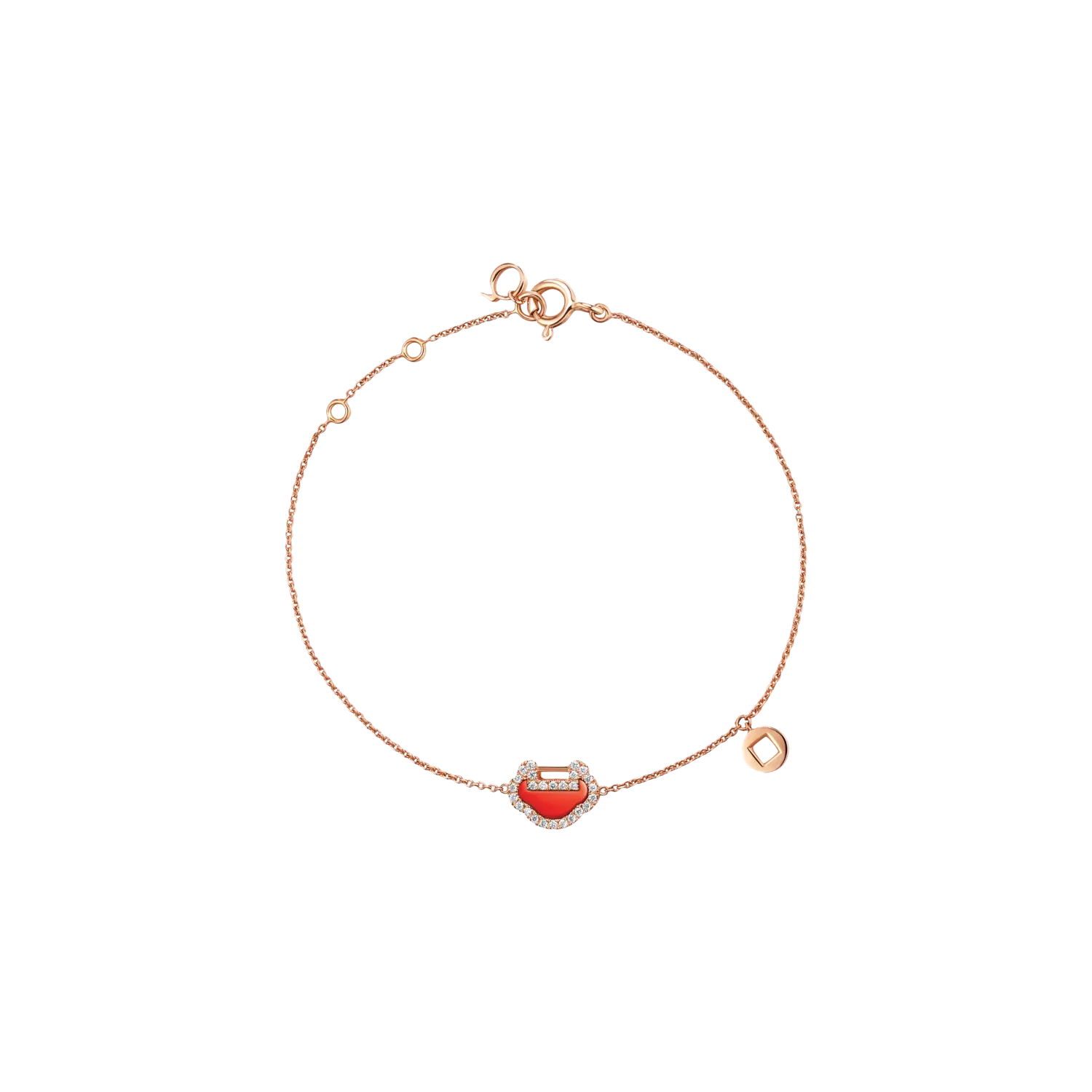 

Браслет petite yu yi из розового золота с бриллиантами и красной агатой - yy-br0002e-rgdra QEELIN