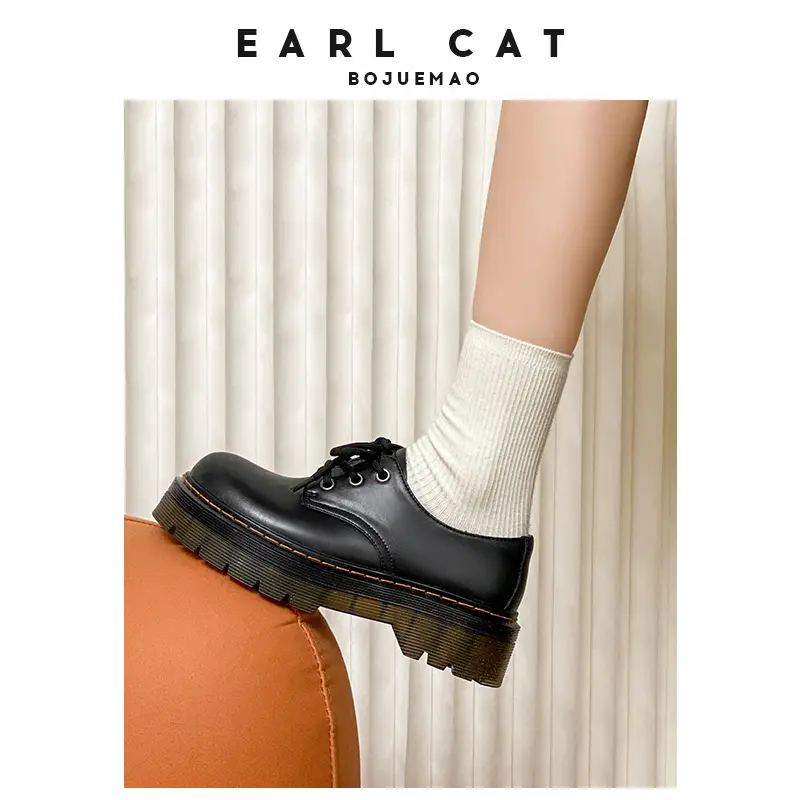 Женские повседневные туфли Black Earl Cat, мягкая черная кожа — фото 3