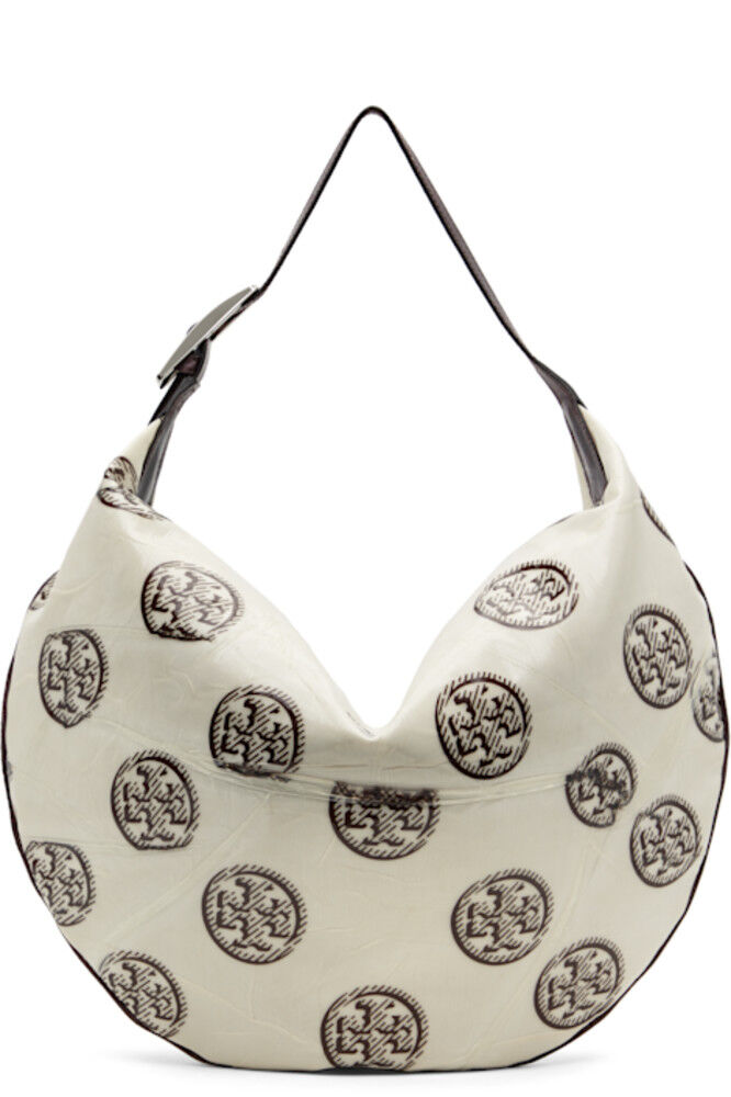 

Сумка-шар с монограммой белого и коричневого цветов Tory Burch
