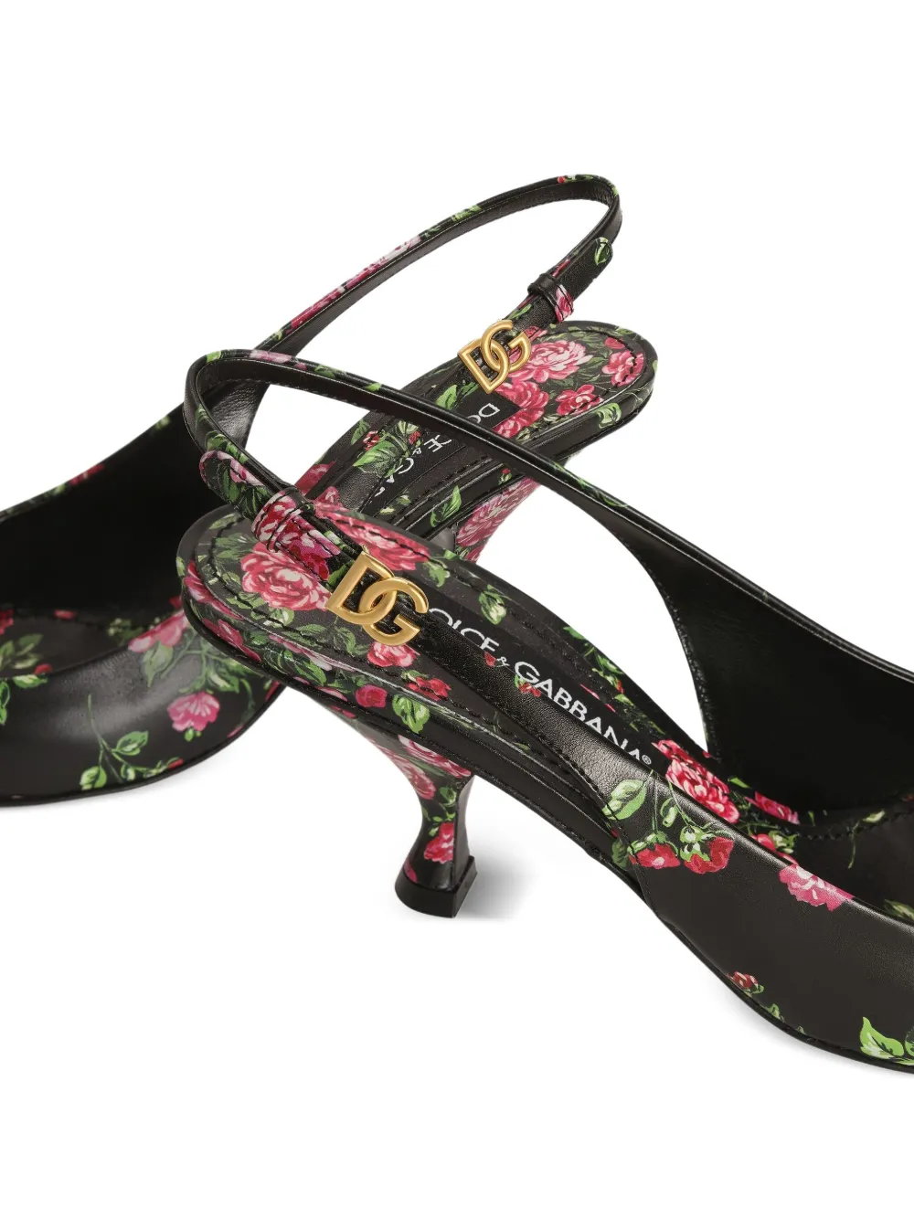 Слиперы с ремешком на пятке и цветочным принтом Dolce & Gabbana, черный — фото 3