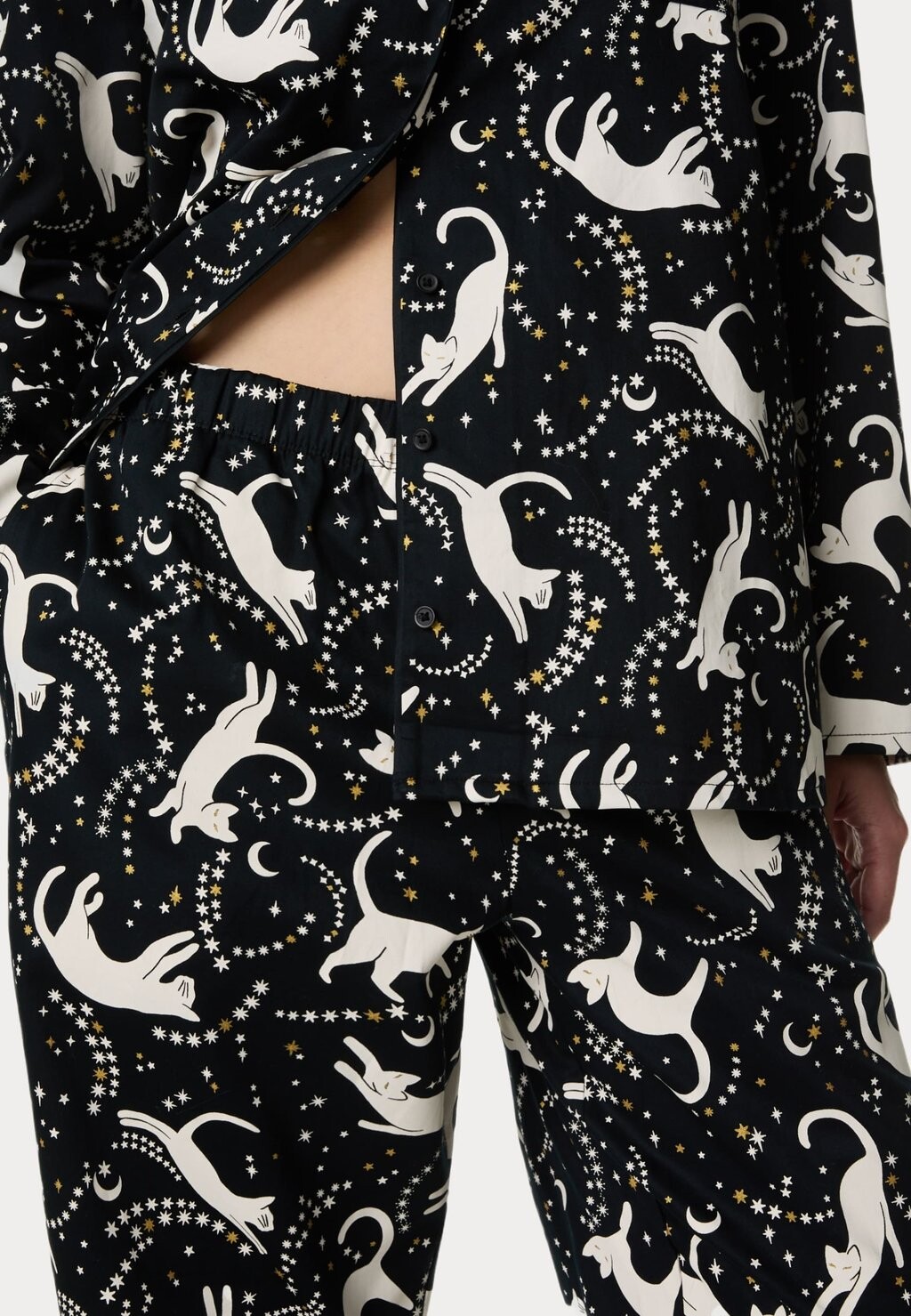 

Пижама PURE COTTON CAT PRINT Marks & Spencer, черный
