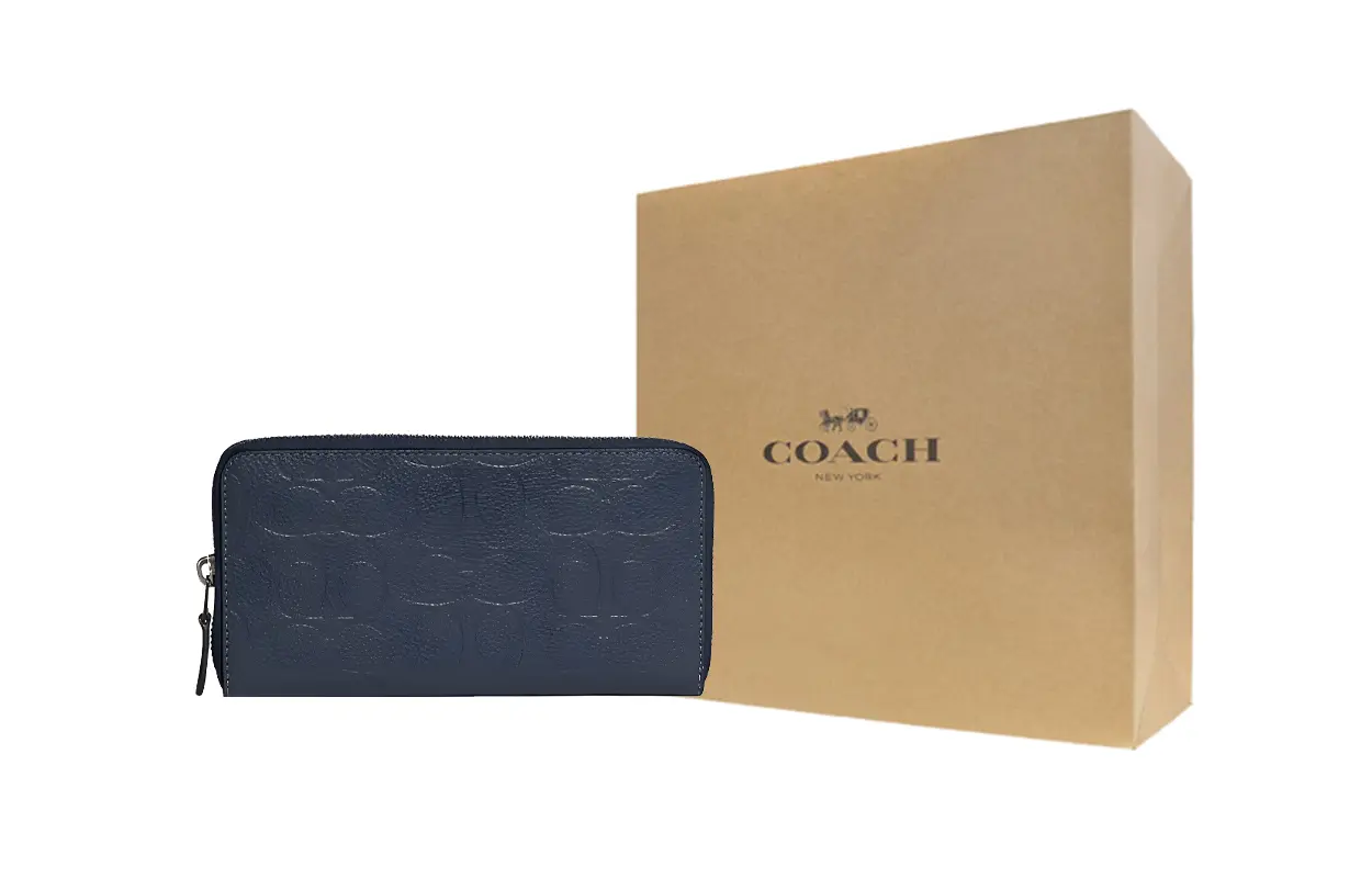 

COACH Женский бумажник из коровьей кожи гармошкой темно-синий