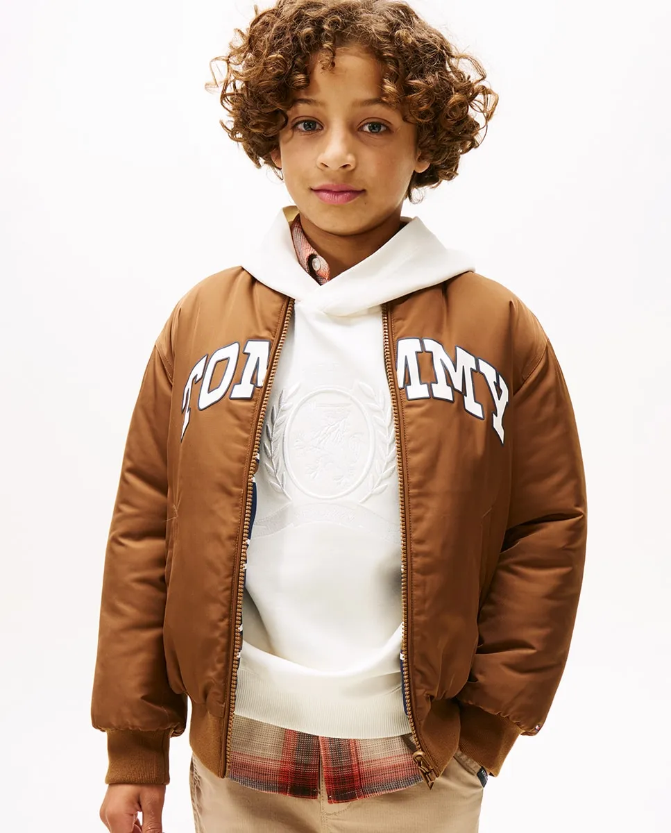 

Детский двусторонний бомбер в стиле «Varsity» Tommy Hilfiger, коричневый