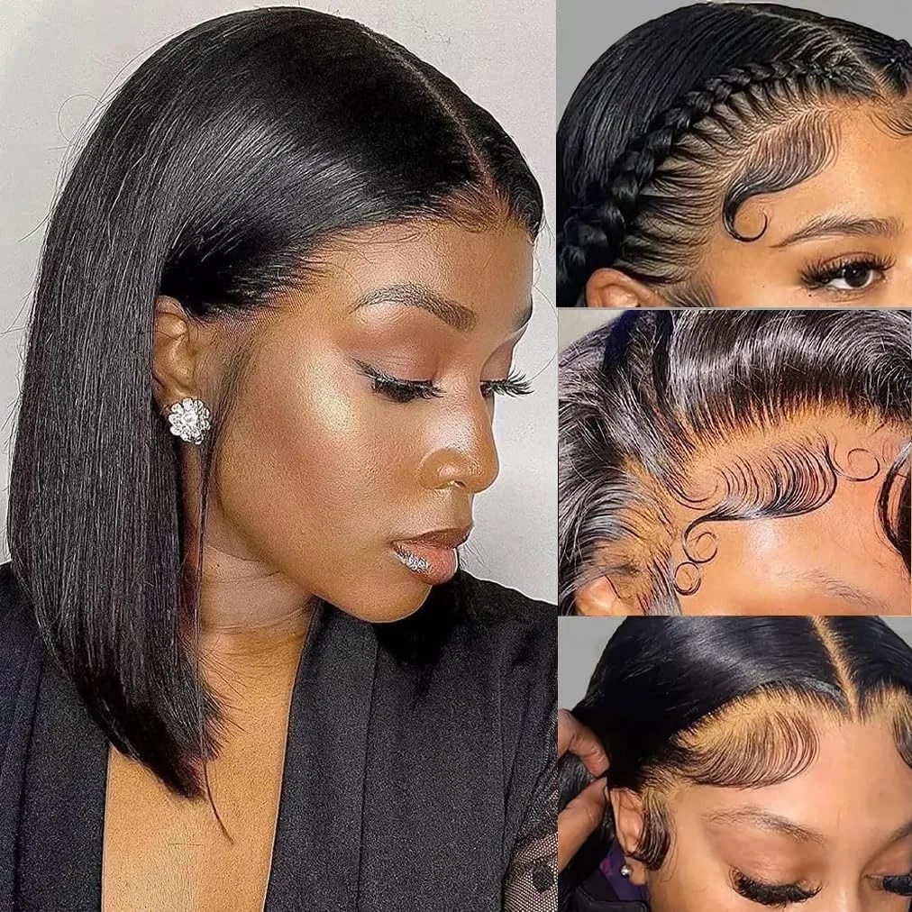 Прямой боб-парик из натуральных волос «13x4 HD Lace Front» Wepwcod, Straight Bob-Natural Colour